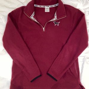 PINK fuzzy quarter zip jacket